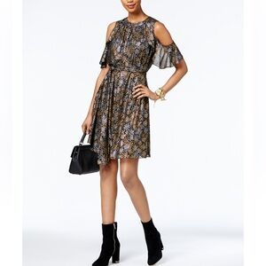 Michael Kors Black and Gold Mini Dress